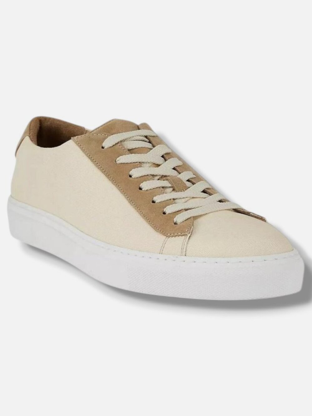 Saks Fifth Ave Men Beige Collection Canvas Low-Top Lace-up Sneaker Shoe Size 7.5